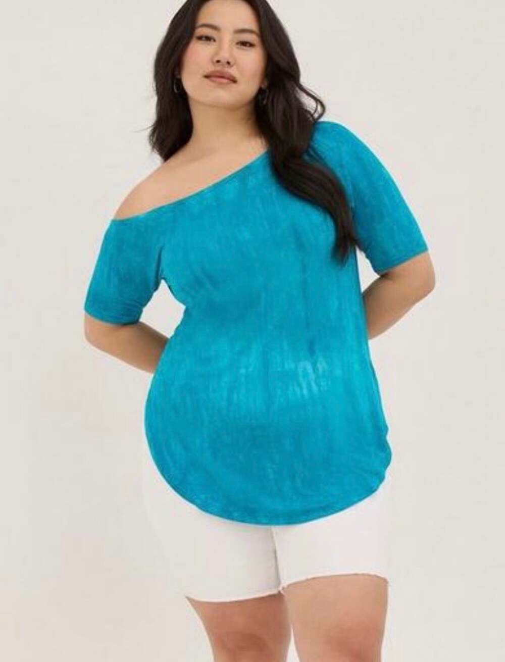 Tunic Off-Shoulder Super Soft Short Sleeve Tunic Tee - size 1